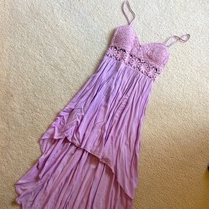 Purple lacey dress that’s short in the front, long in the back from LF Stores